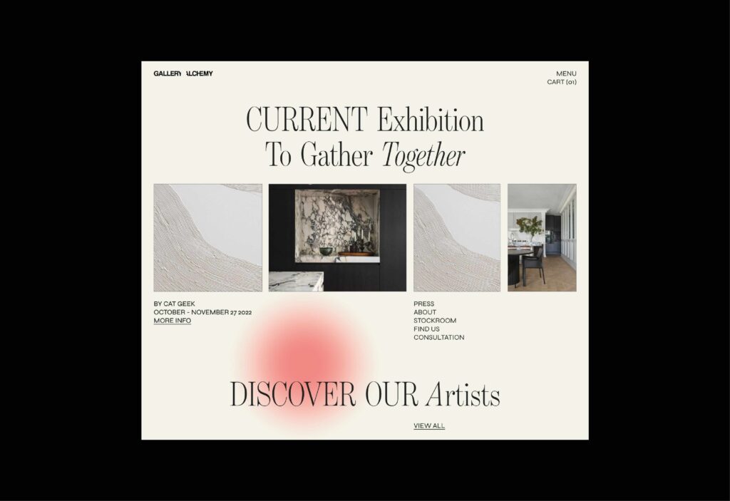 gallery alchemy art gallery website design